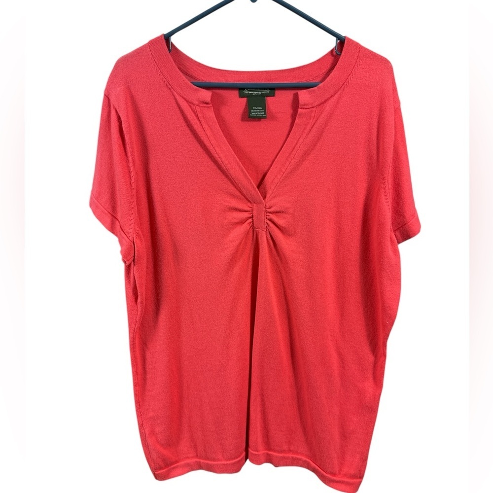 Eddie Bauer Coral V-Neck Short Sleeve Knit Top - XXL